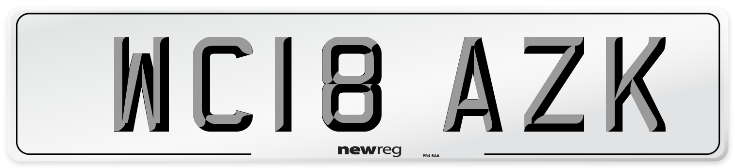 WC18 AZK Number Plate from New Reg